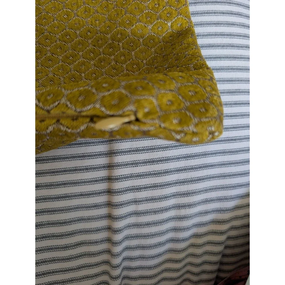 West Elm Gold Velvet Brocade Chartreuse Jacquard Pillow Cover 17